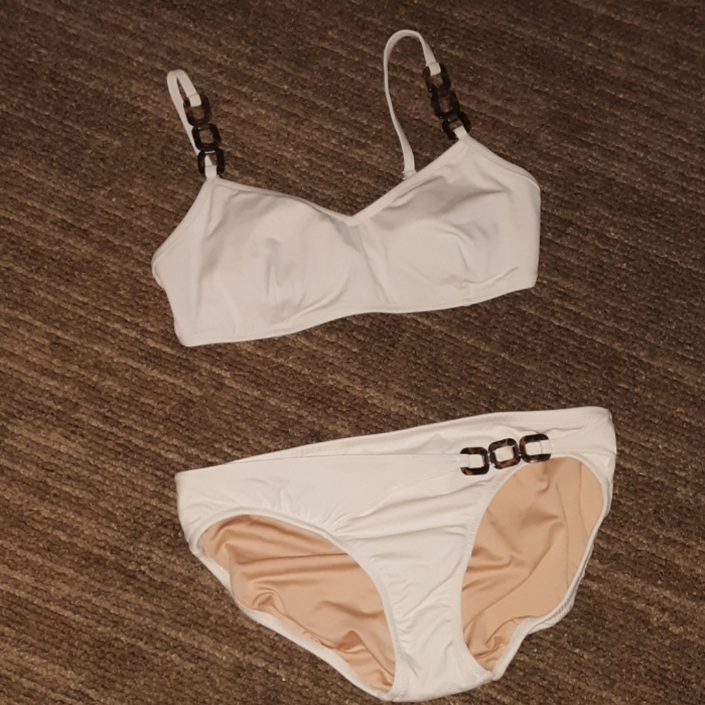 Lands End 2 piece Bikini Bathing Suit ~White